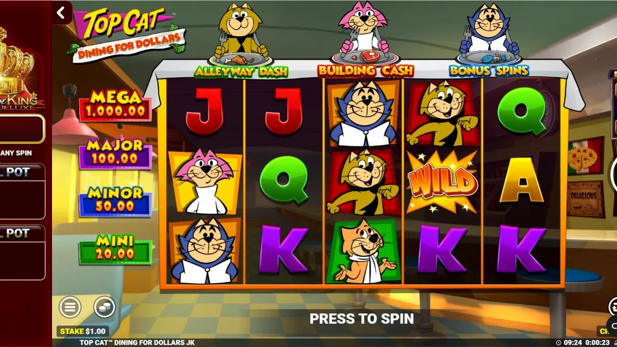 Karakter Top Cat dalam slot Dining For Dollars